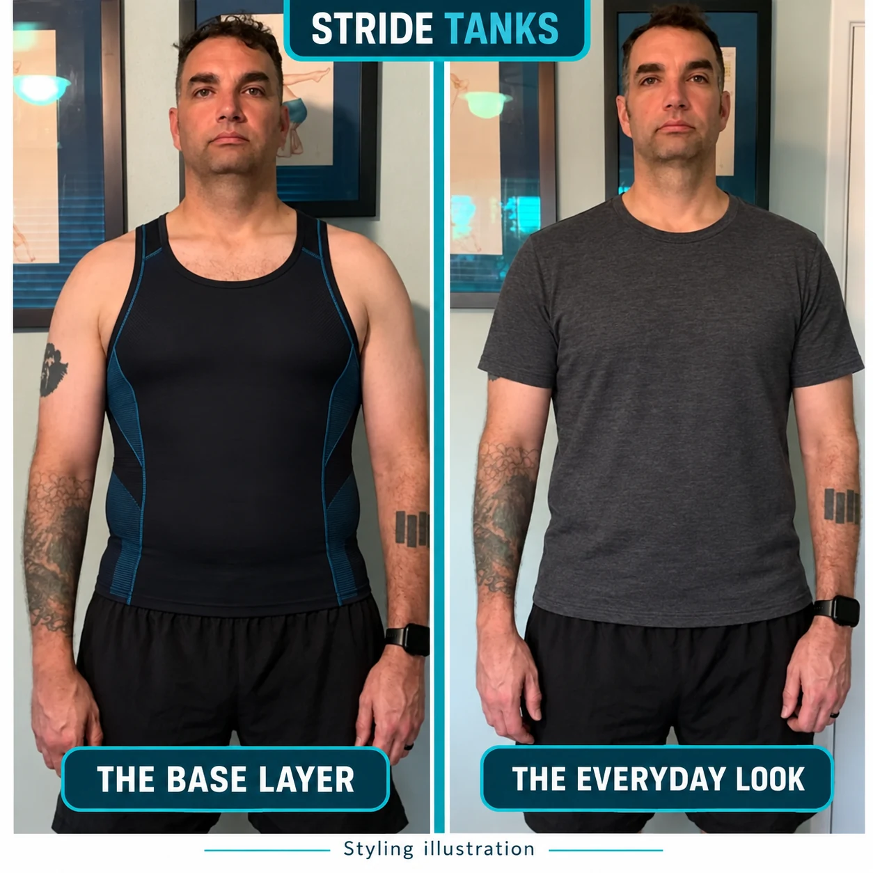 Stride Tanks styled as an everyday base layer